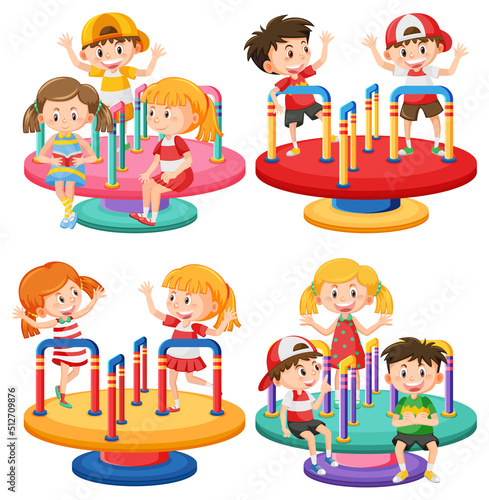 Children roundabout playground cartoon