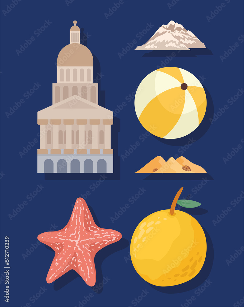 Fototapeta premium state of California six icons