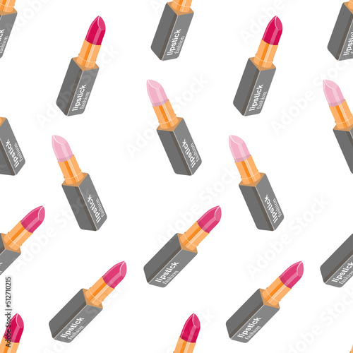 vector set of trendy lipstick shades, stylish makeup, pattern with pink lipstick shades