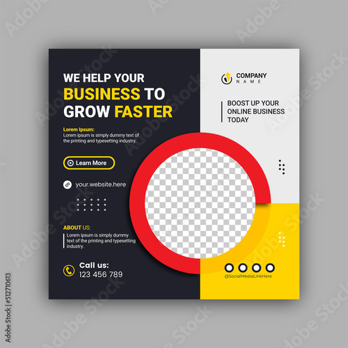 Social media business marketing post and banner design template for live webinar website