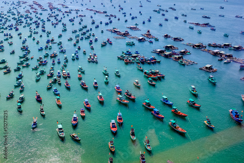 Aerial view of fishing village in Phu Quoc island