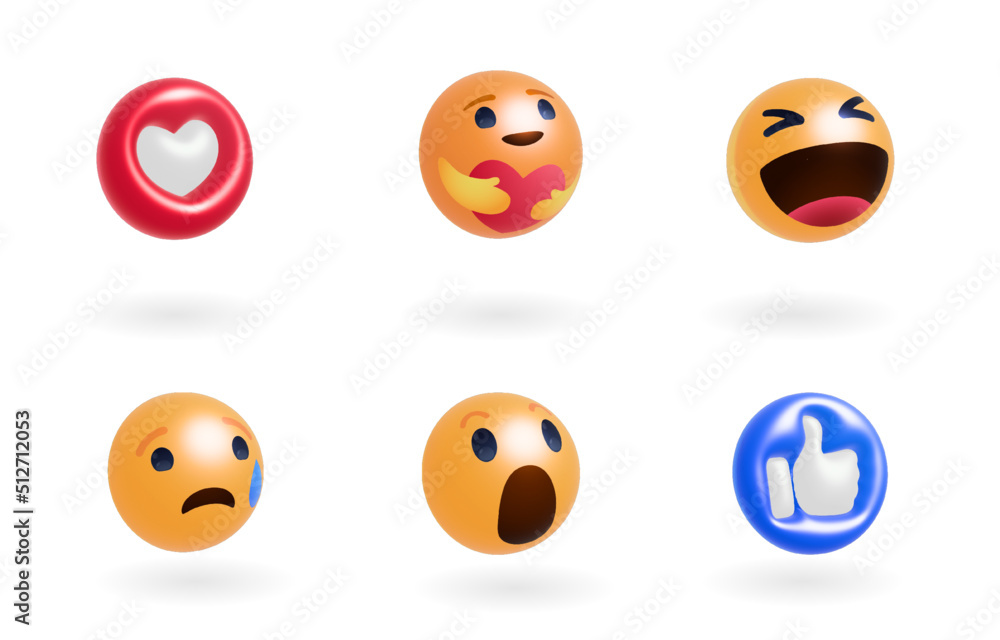 set of smiles 3d social media emoji emoticon social media. vector illustration. set of smiles 3d social media emoji emoticon social media. vector illustration.