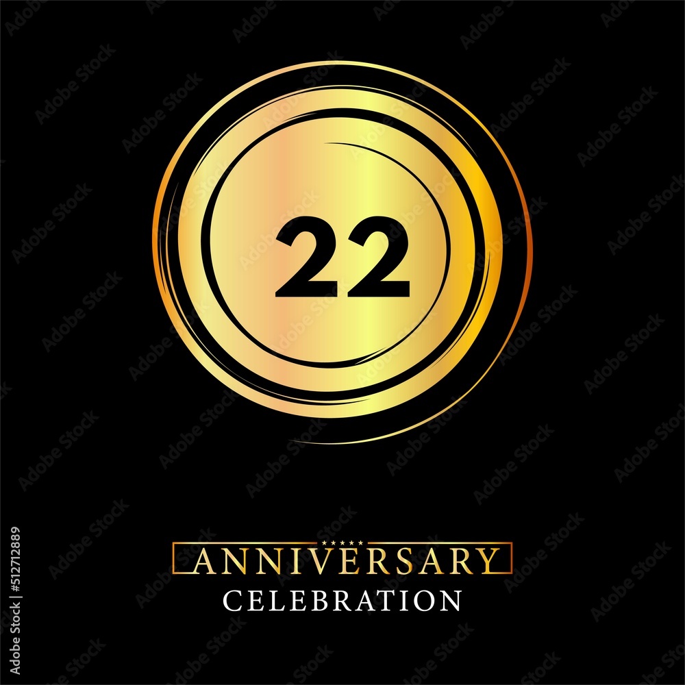 22th Anniversary logotype design for brochure, banner, wedding, greetings, happy birthday, jubilee, ceremony, event party, invitation card. 22 years anniversary celebration design vector.