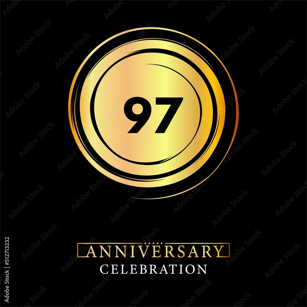 97th Anniversary logotype design for brochure, banner, wedding, greetings, happy birthday, jubilee, ceremony, event party, invitation card. 97 years anniversary celebration design vector.