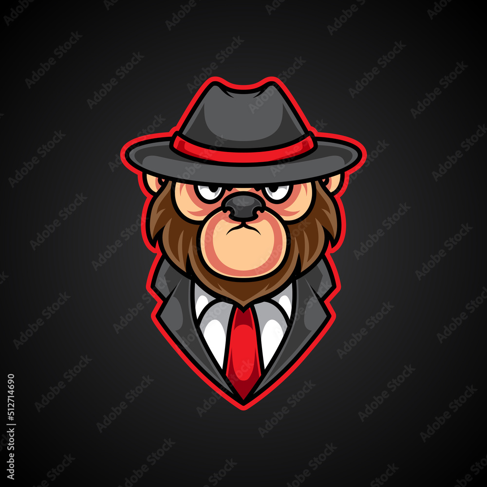 Cute Monkey Gangster Mascot Logo