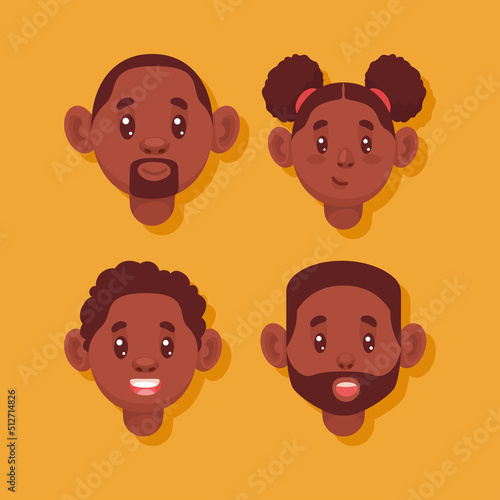 four heads persons afro