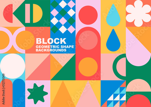 Geometric pattern shape. retro background. block geometric wallpaper set. abstract shapes. Contemporary art.