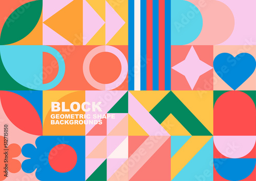Geometric pattern shape. retro background. block geometric wallpaper set. abstract shapes. Contemporary art.