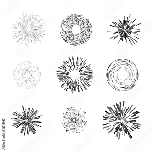 set of icons of fireworks vector illustration set