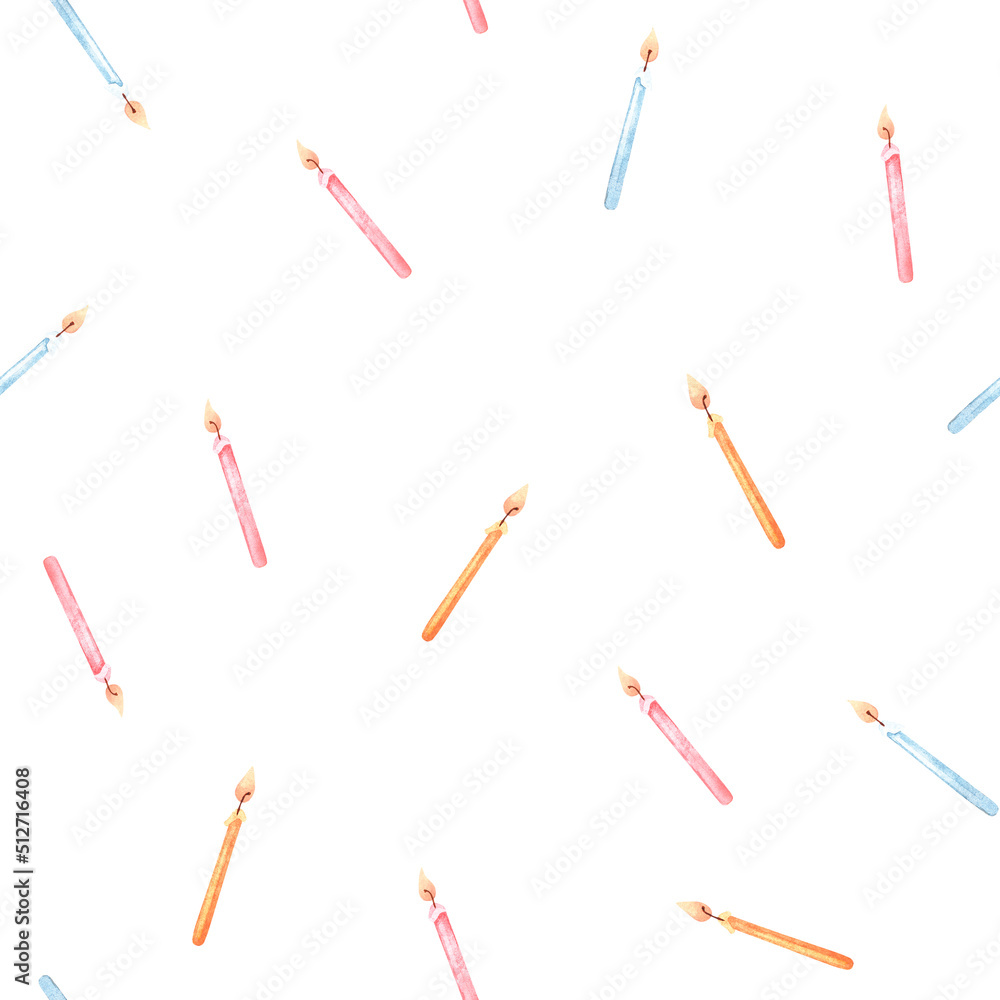 Candles. Seamless pattern. Isolated on a white background. For your design.