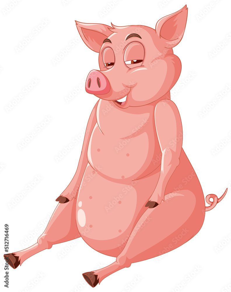 Sleepy pig sitting on two legs Sleepy pig sitting on two legs