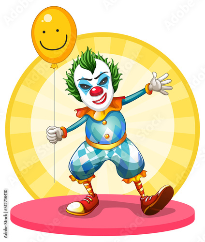 Clown holding balloon cartoon character