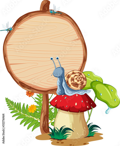 Blank round wooden signboard with animal