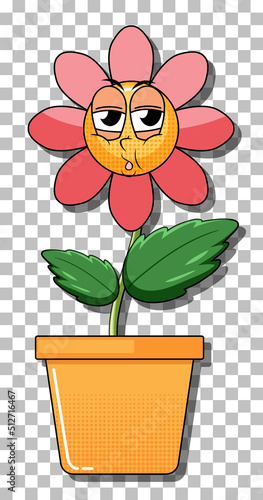 Flower cartoon character in pot