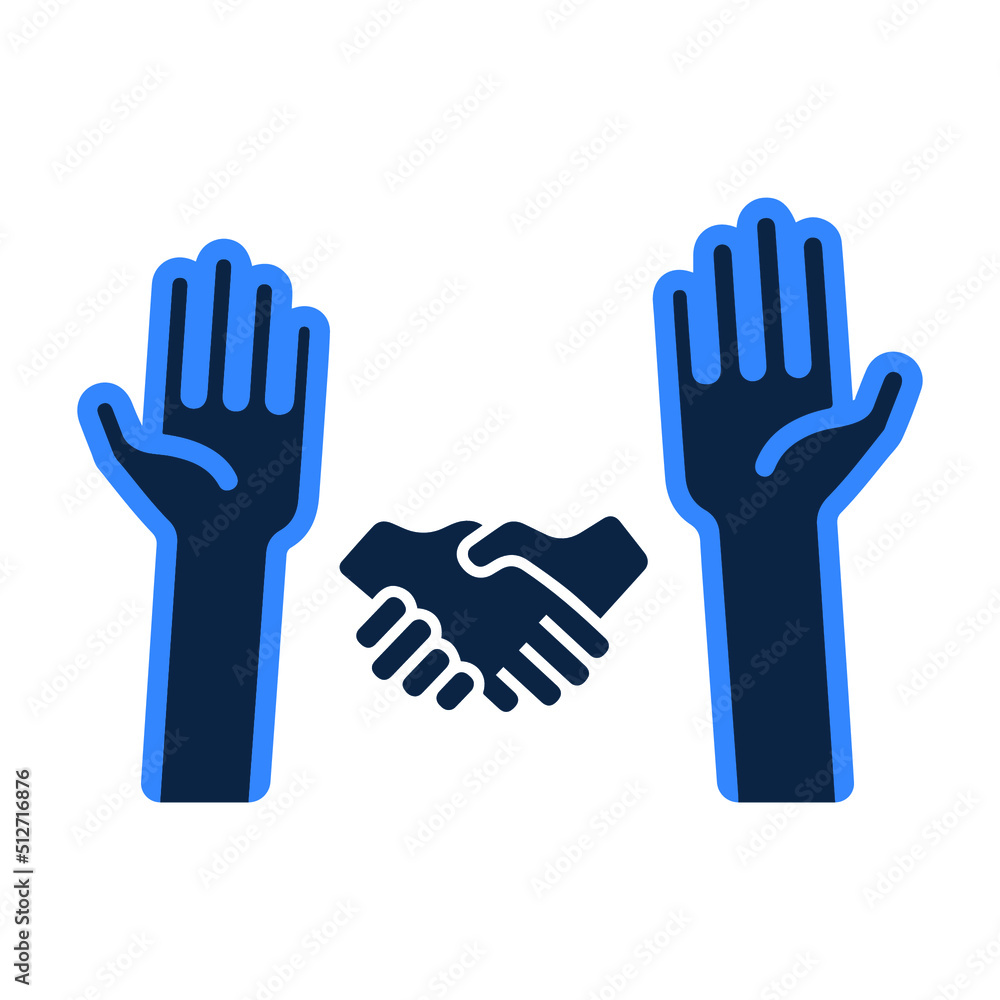 Hands to help refugee show icon Hands to help refugee show icon