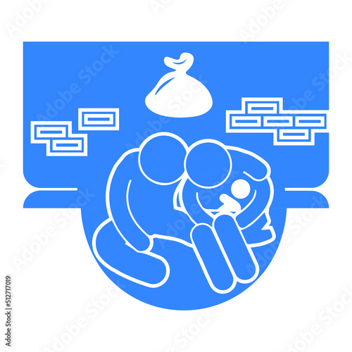 Civilians hiding people scared icon