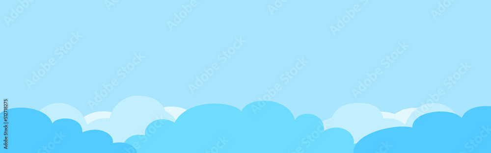 Clouds on blue sky. Cloud with white blue sky background. Border of clouds. Sky with clouds cartoon design Clouds on blue sky. Cloud with white blue sky background. Border of clouds. Sky with clouds cartoon design