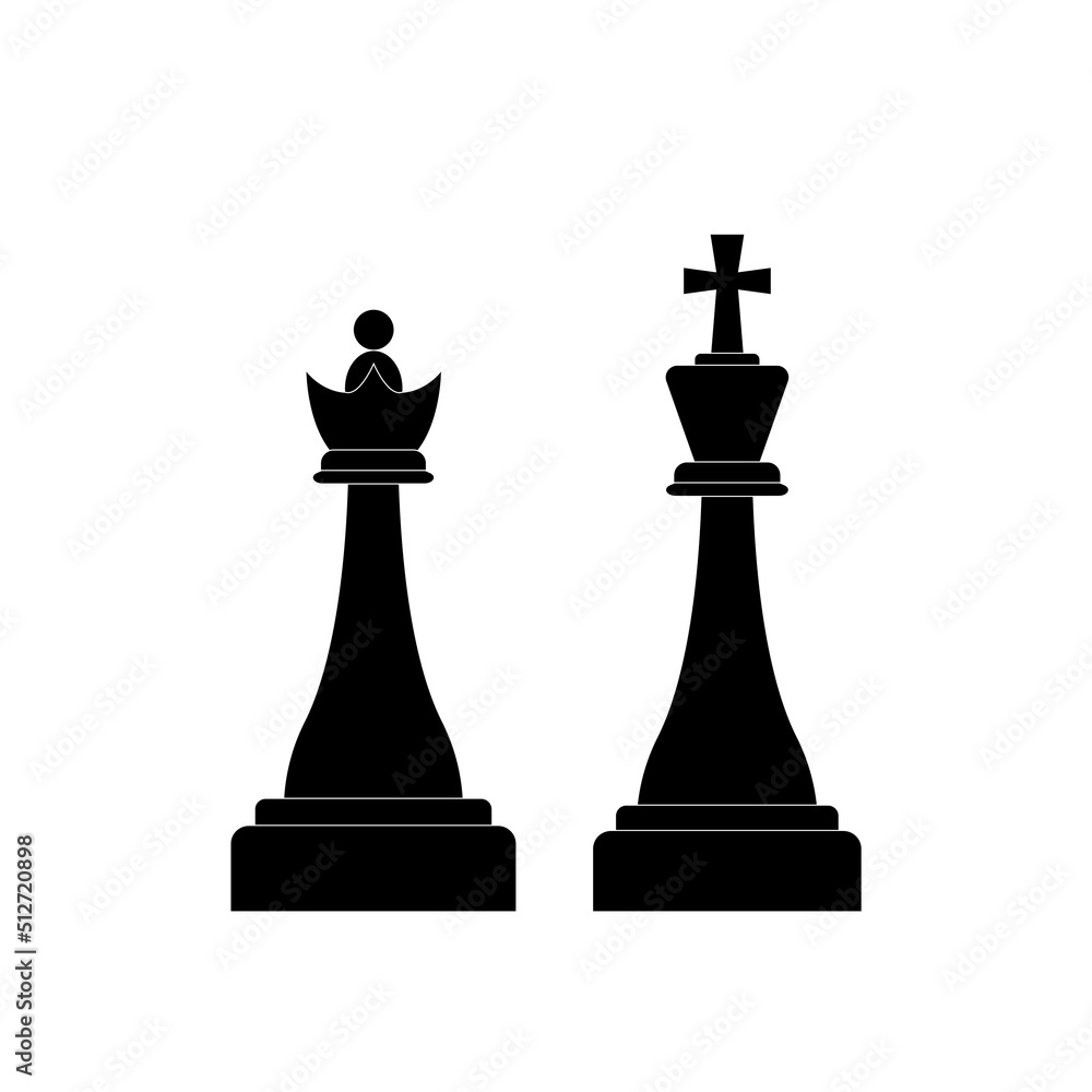 Set of silhouettes chess piece icons on white background Set of silhouettes chess piece icons on white background