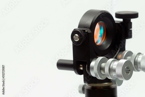 A beside veiw of a precision gimbal Mount with  a dichroic Mirror.