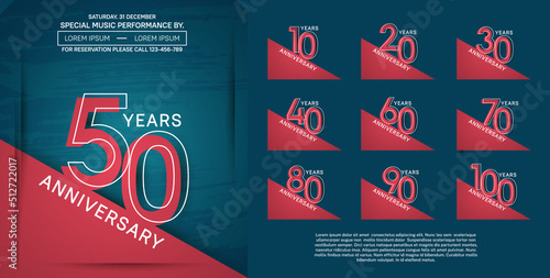 set of anniversary logotype modern pop art style color for celebration