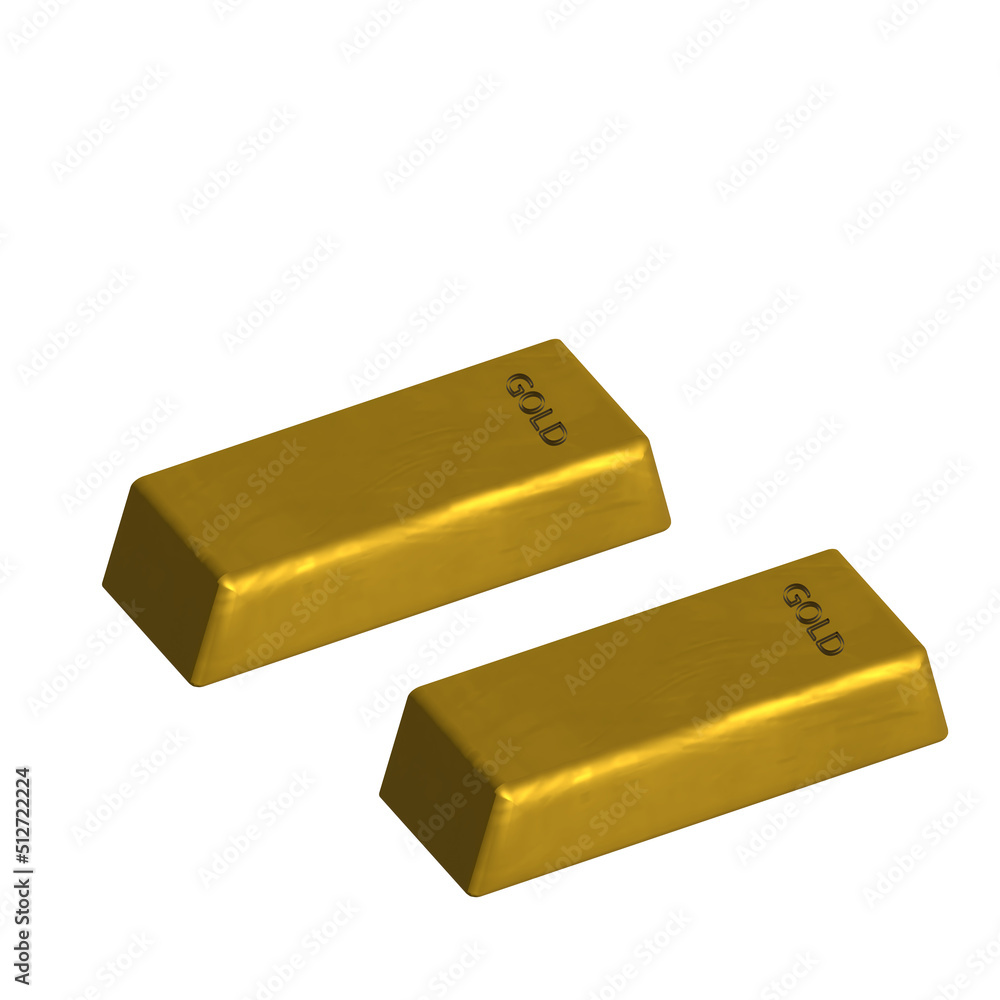 3D Realistic gold bar isolated from white background 3D Realistic gold bar isolated from white background