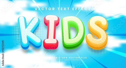 Kids cartoon editable vector text effect with happy theme.