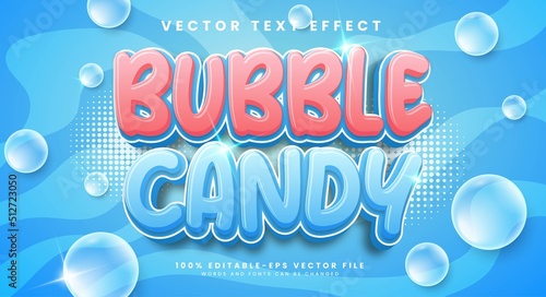 Bubble candy editable vector text effect suitable for sweet food product.