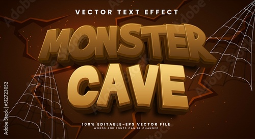 Monster cave editable vector text effect with a scary theme.