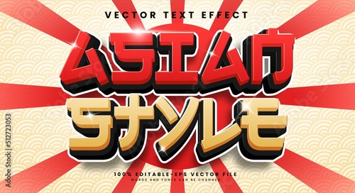 Asian style editable vector text effect with red color.