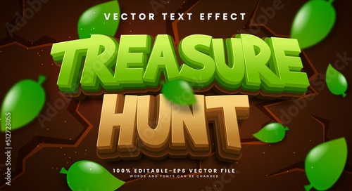 Treasure hunt editable vector text effect with a  jungle theme.