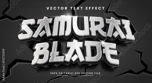 Samurai blade editable vector text effect with silver concept.