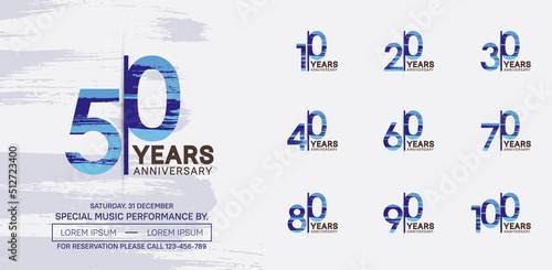 set of anniversary logotype modern pop art style color for celebration