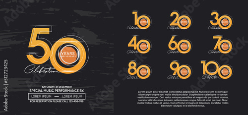set of anniversary logotype modern pop art style color for celebration