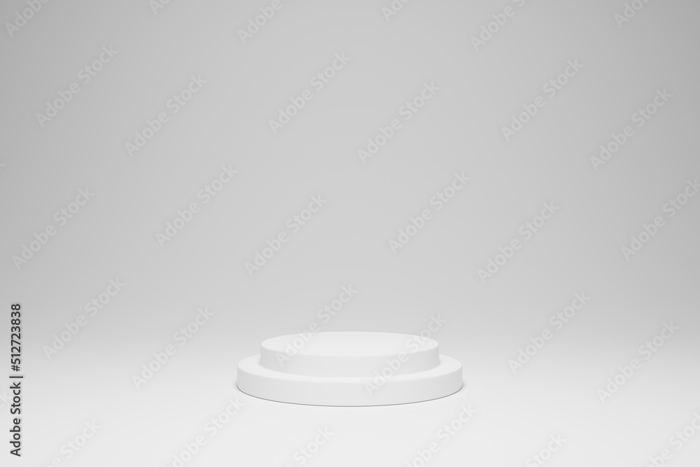 3D rendering white colour minimal concept double cylinder pedestal or podium for product showcase display on empty background. 3D mockup illustration 3D rendering white colour minimal concept double cylinder pedestal or podium for product showcase display on empty background. 3D mockup illustration