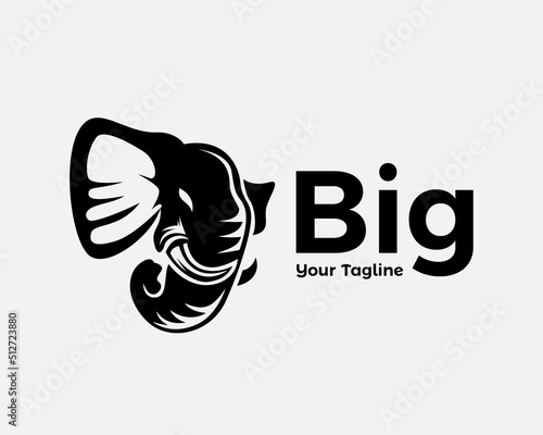 big head face elephant illustration logo symbol template