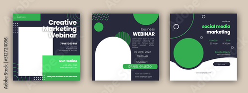 Print op canvas Set of Editable minimal square banner template