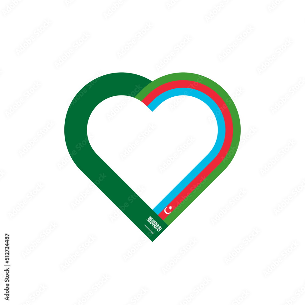 unity concept. heart ribbon icon of saudi arabia and azerbaijan flags. vector illustration isolated on white background unity concept. heart ribbon icon of saudi arabia and azerbaijan flags. vector illustration isolated on white background