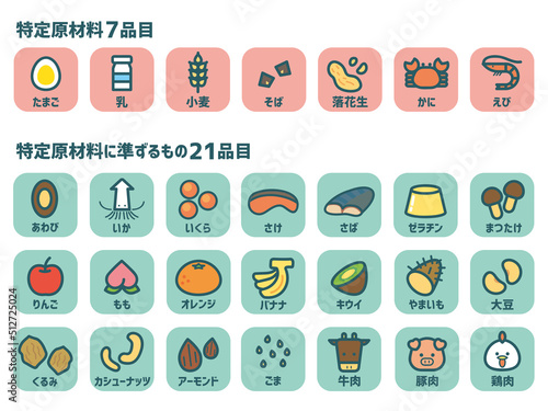 アレルゲン原材料一覧　カラー