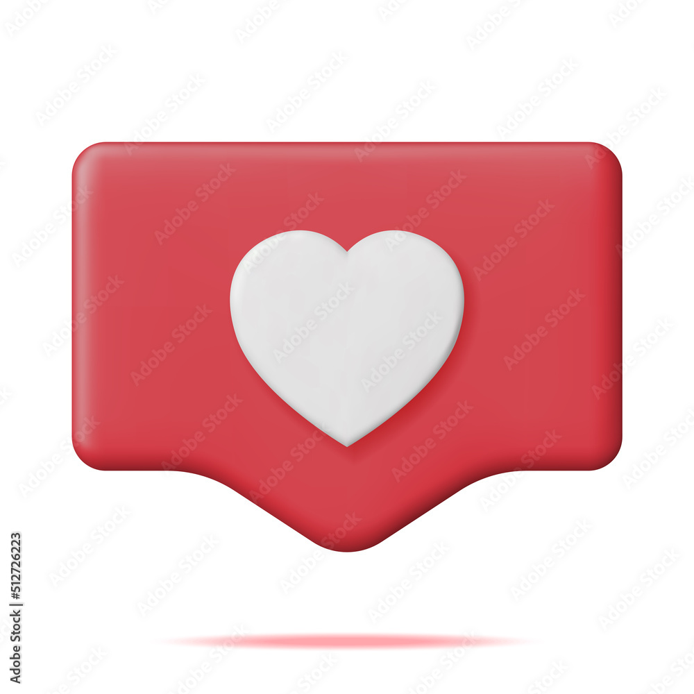 3D Like Icon with Heart Isolated. 3D Like Icon with Heart Isolated.