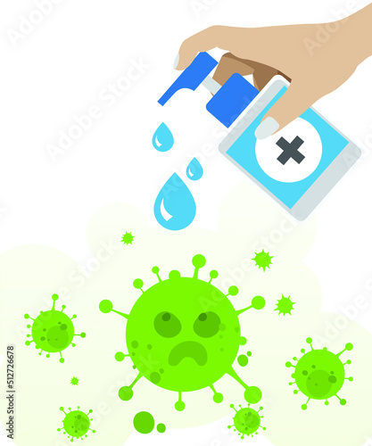 MERS- Covid-19, Novel Coronavirus-2019 killing virus by spray & sanitiser. stop corona virus. vector illustration