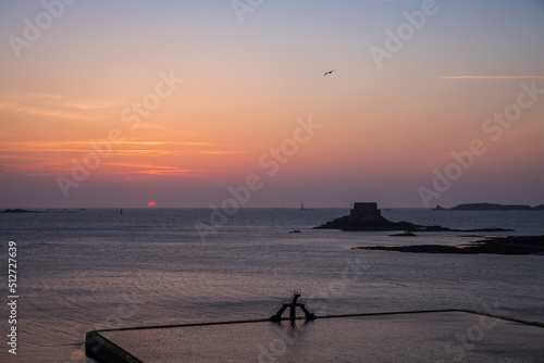 Saint-Malo natural swimming pool at sunset, brittany, France