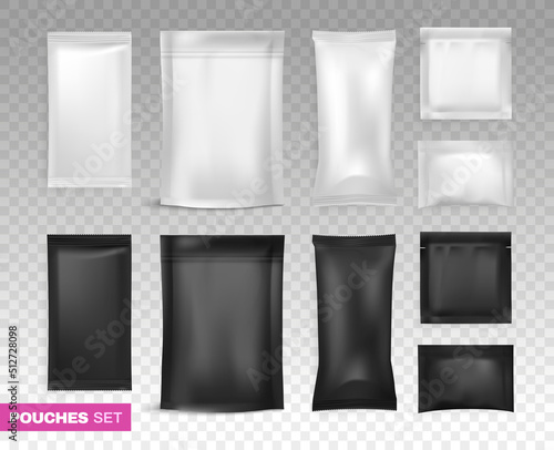 Black And White Pouches Transparent Set