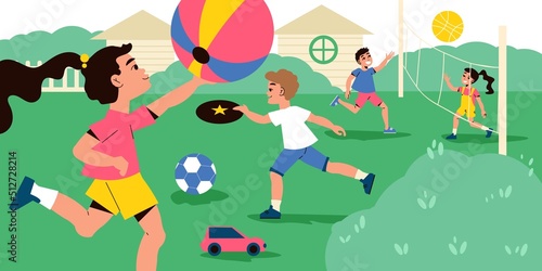 Children Active Games Illustration