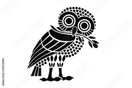 Ancient flag of Athens polis vector silhouette illustration. City state symbol in ancient Greece. Owl of Athena, patron of Athens. photo