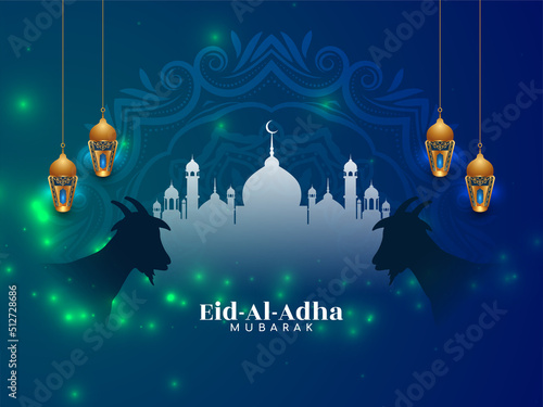 Shiny glossy Eid Al Adha mubarak islamic background design