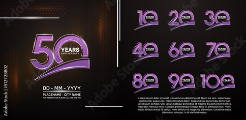 set of anniversary logotype modern pop art style color for celebration