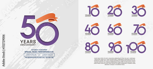 set of anniversary logotype modern pop art style color for celebration