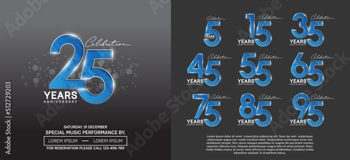 set of anniversary logotype modern pop art style color for celebration