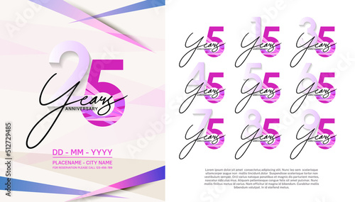 set of anniversary logotype modern pop art style color for celebration