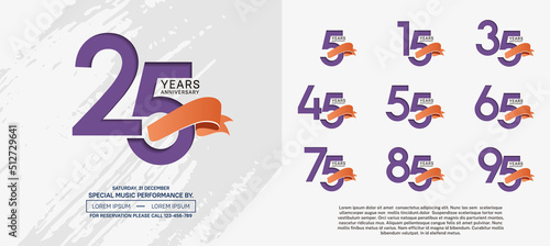 set of anniversary logotype modern pop art style color for celebration